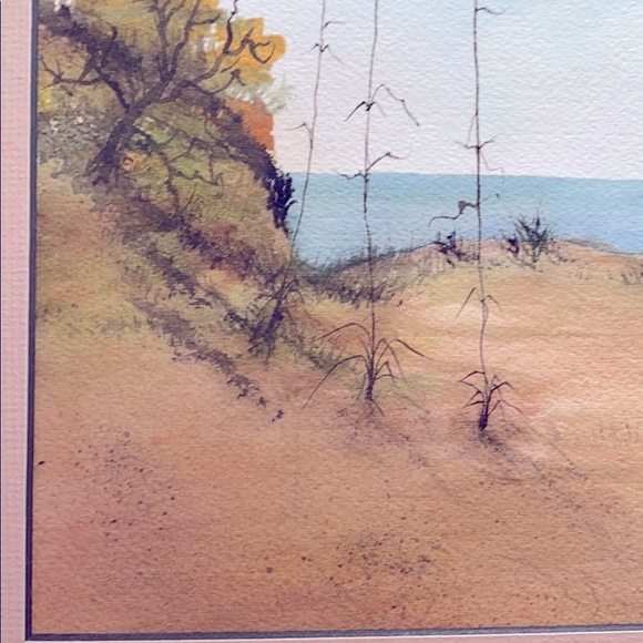 ORIGINAL Signed WATERCOLOR SAND DUNE BEACH - Picture 4 of 16